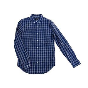 LUCKY BRAND Slim Fit Plaid Button Down Shirt Men's SMALL Blue Long Sleeve Collar